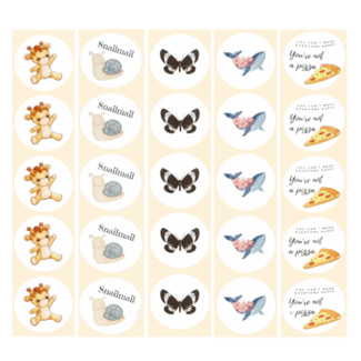 De blije luiaard Stickers - Assortiment mix - Rond - 4cm - 100st. - DBLS055