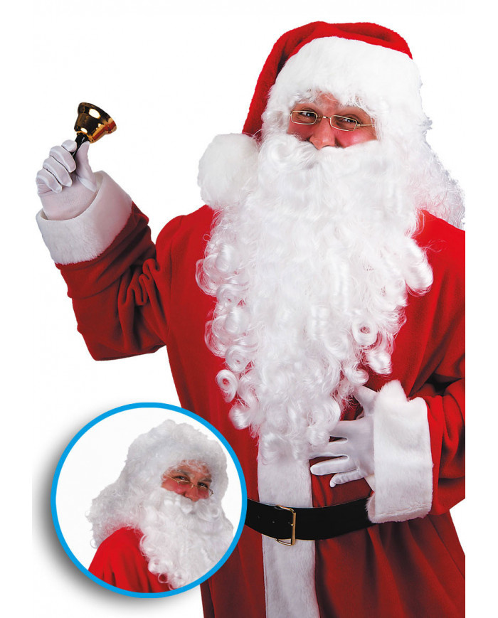 Pruik en baard - Kerstman - Wit - 50cm