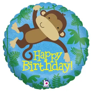 Folieballon - Happy Birthday - Aap - 46cm - Zonder vulling