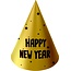 Folat Feesthoedjes - Happy new year - Goud, zwart, wit - 6st.