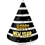 Folat Feesthoedjes - Happy new year - Goud, zwart, wit - 6st.