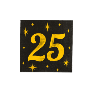 Paperdreams Servetten - 25 jaar - Goud, zwart - 33x33cm - 16st.