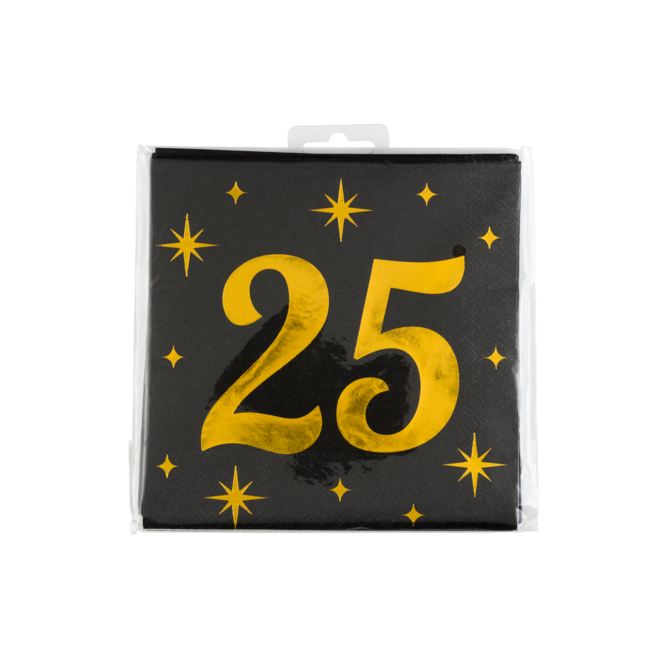 Paperdreams Servetten - 25 jaar - Goud, zwart - 33x33cm - 16st.