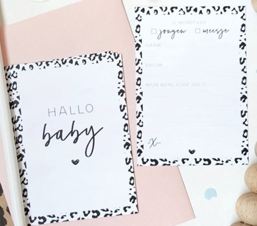 Invulkaarten - Babyshower - Hallo baby - Jongen of meisje - 10st.