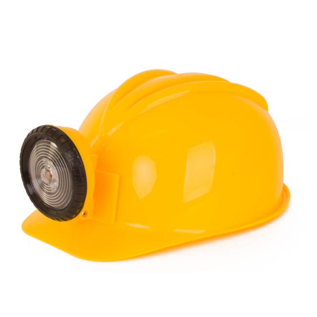 PartyXplosion Helm - Bouwhelm - Geel - Met lamp - excl. batterijen