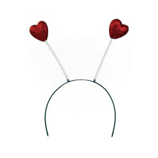 PartyXplosion Diadeem - Hartjes - Rood - Glitter