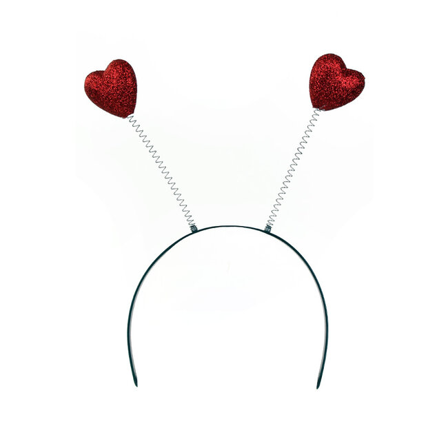 PartyXplosion Diadeem - Hartjes - Rood - Glitter