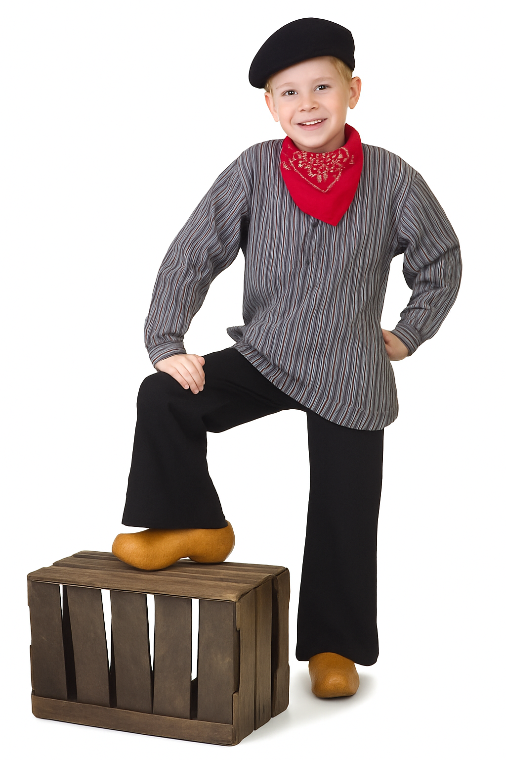 Kostuum - Boer - Boerenkiel - Antiek - Gestreept - mt.128**