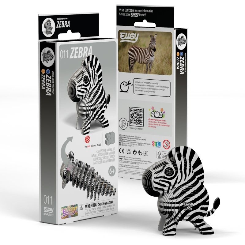Bouwpakket - Eugy 3D - Wild dier - Zebra - 27st. - 6.2x4.4x6.8cm - Karton - 6+