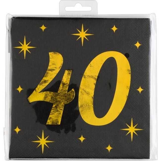 Paper Dreams Servetten - 40 jaar - Goud,zwart- 33x33 cm - 16st.