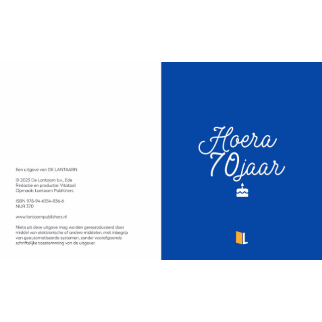 Lantaarn Boek - Cadeauboek - Hoera 70 jaar - 13x16cm