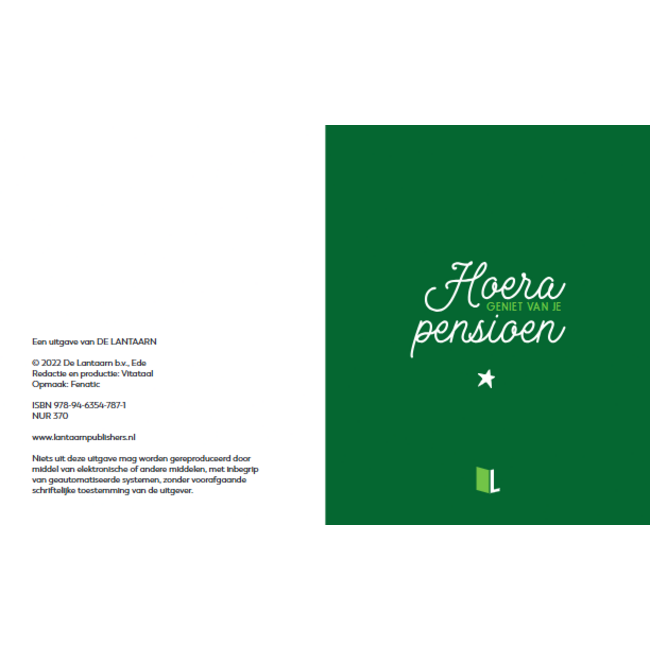 Lantaarn Boek - Cadeauboek - Hoera geniet van je pensioen - 13x16cm