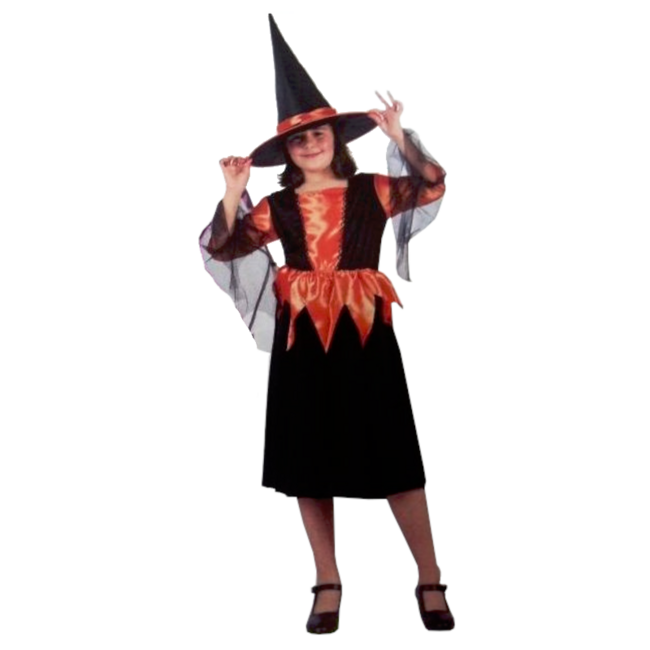 PartyXplosion Kostuum - Heks - Jurk & hoed - 1st. - Willekeurig geleverd - mt.104