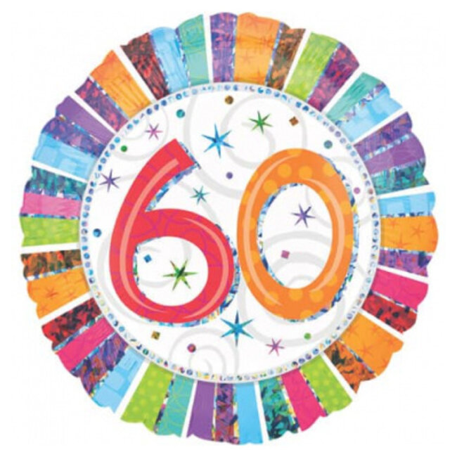 Anagram Folieballon - 60 jaar - Radiant - 45cm - Zonder vulling