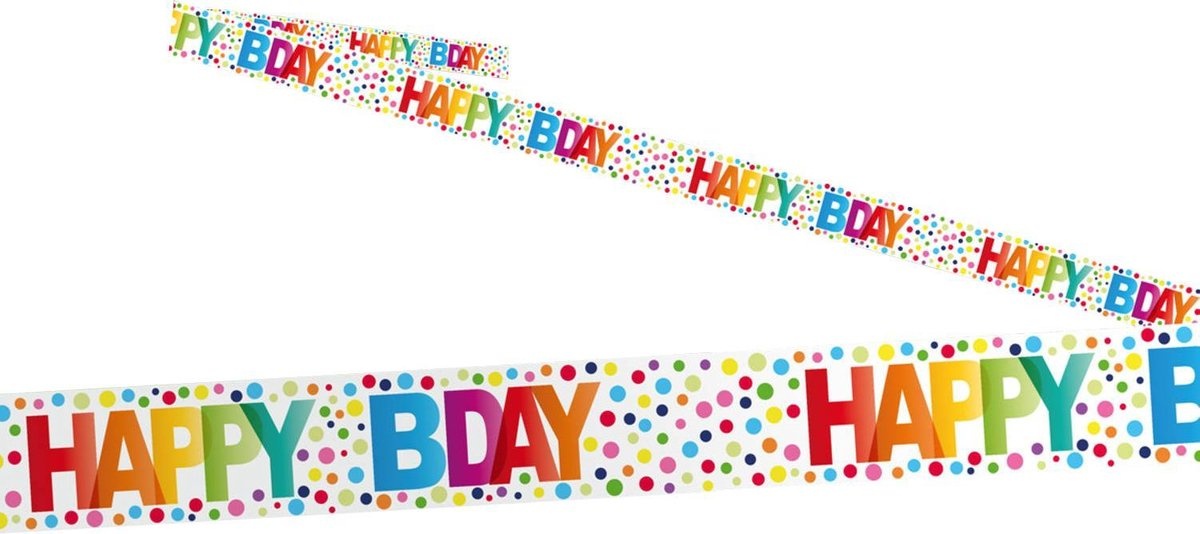 Markeerlint - Happy Bday - Rainbow dots - 15m