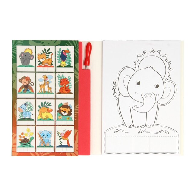 Twisk Prikblok - Jungledieren - Met priklap en prikpen