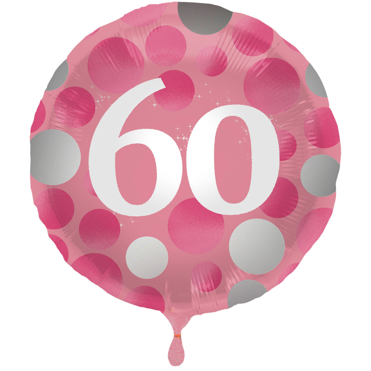 Folieballon - 60 jaar - Roze - Met stippen - 45cm - Zonder vulling