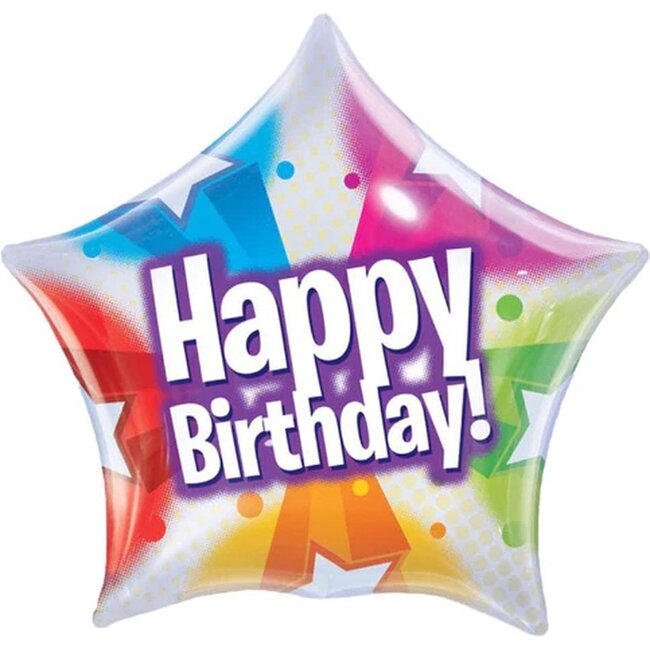 Qualatex Folieballon - Happy Birthday - Stervormig - Bubble - 56cm - Zonder vulling