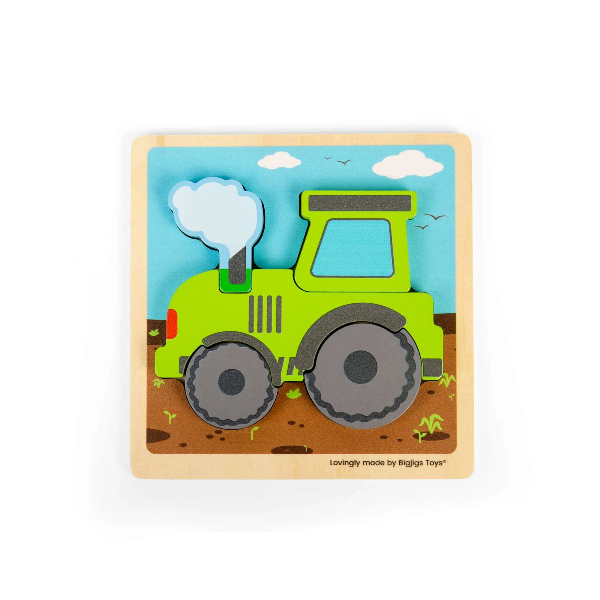 Puzzel - Tractor - Hout - Klein - 15x15cm - 5st.
