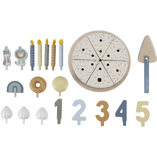 Little Dutch Speelgoedeten - Verjaardagstaart - Blauw - Hout - Little Dutch