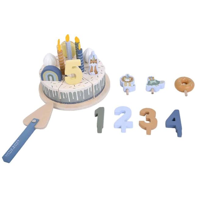 Little Dutch Speelgoedeten - Verjaardagstaart - Blauw - Hout - Little Dutch