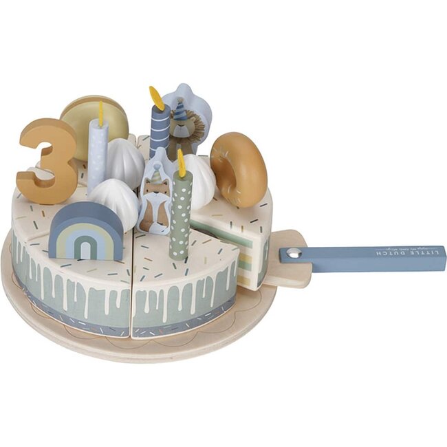 Little Dutch Speelgoedeten - Verjaardagstaart - Blauw - Hout - Little Dutch