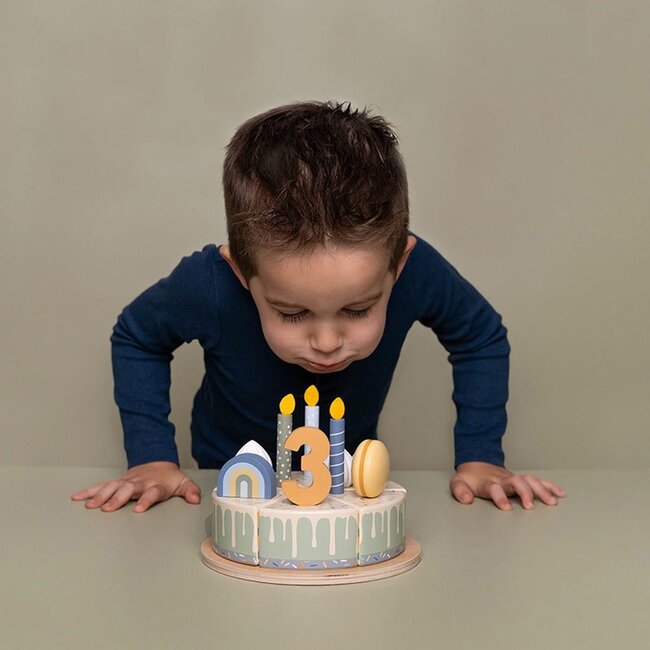 Little Dutch Speelgoedeten - Verjaardagstaart - Blauw - Hout - Little Dutch