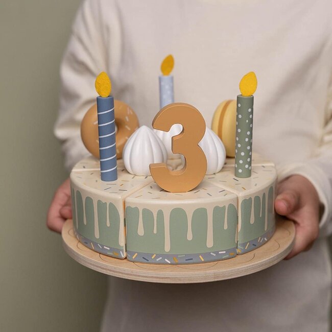 Little Dutch Speelgoedeten - Verjaardagstaart - Blauw - Hout - Little Dutch