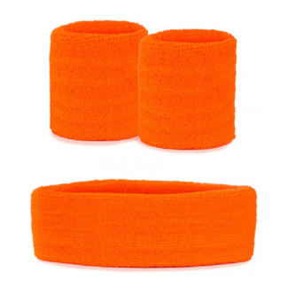 PartyXplosion Zweetbandjes - Neon oranje - Set - 3dlg.