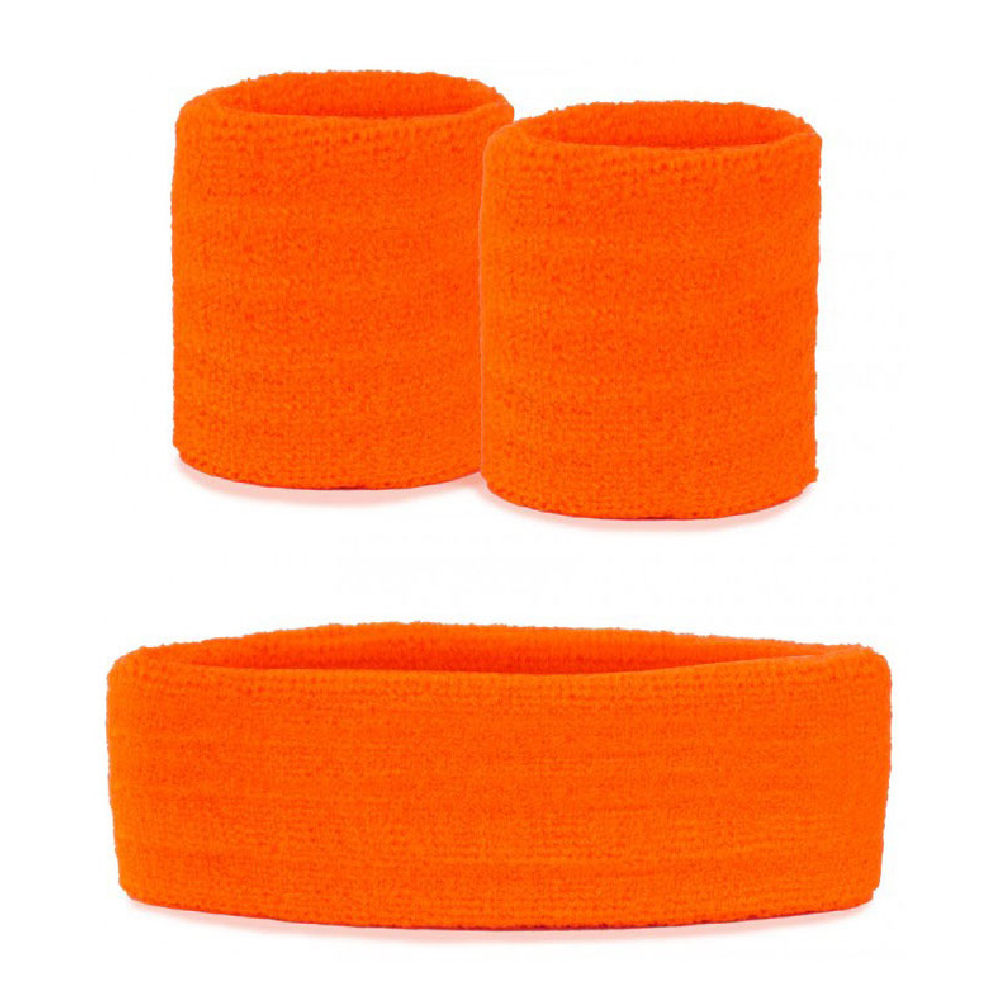 Zweetbandjes - Neon oranje - Set - 3dlg.