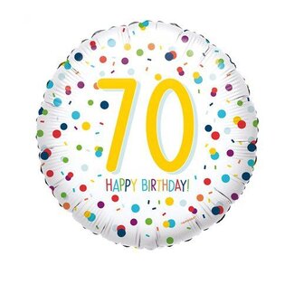 Folat Folieballon - 70 jaar - Confetti - 43cm - zonder vulling
