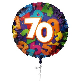 Haza-Witbaard Folieballon - 70 jaar - Cijfers - 45cm - zonder vulling