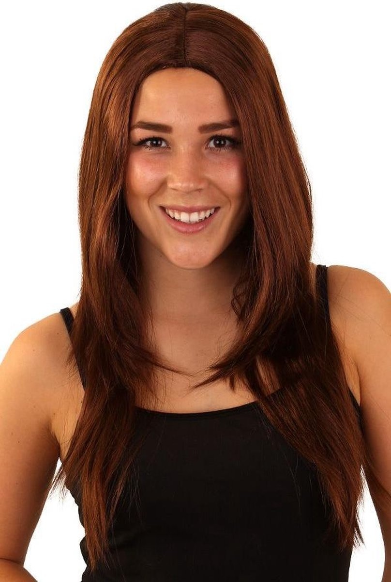 Pruik - Lang steil haar - Bruin