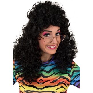PartyXplosion Pruik - Lola - Lang krullend haar - Zwart