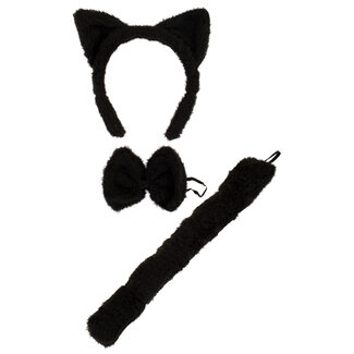 PartyXplosion Dierenset - Kat - Poes - Zwart - 3dlg.