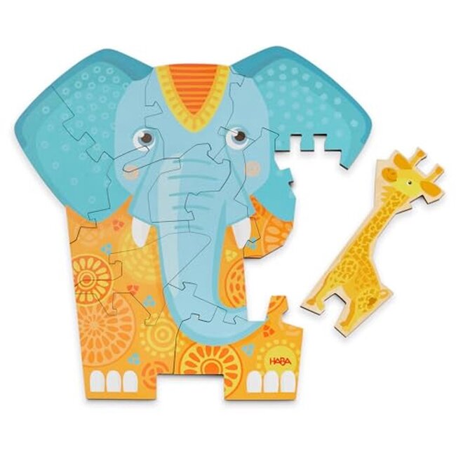 Haba Puzzel - 2 in 1 - Olifant - Hout - 12dlg - 3+