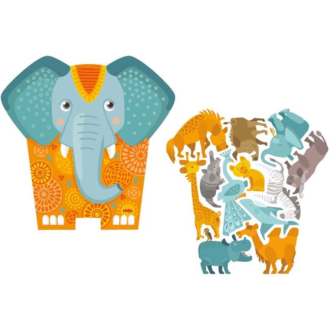 Haba Puzzel - 2 in 1 - Olifant - Hout - 12dlg - 3+