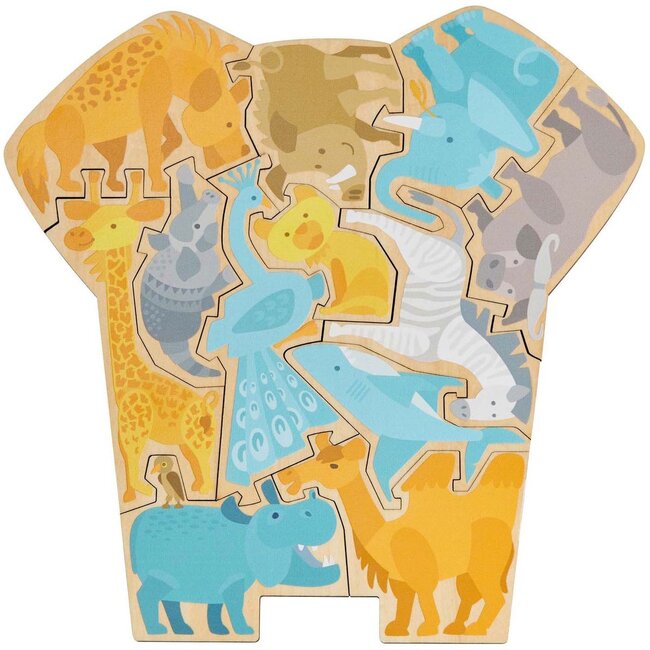 Haba Puzzel - 2 in 1 - Olifant - Hout - 12dlg - 3+