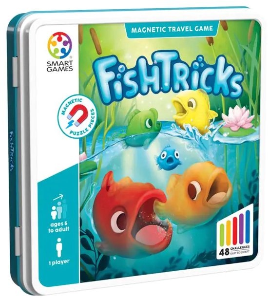 IQ spel - Magnetisch reisspel - Fish tricks - In blik - 6+
