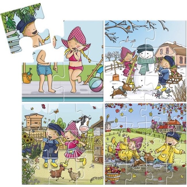 Bambolino Toys Puzzel - 4 eerste puzzels - Fien en Teun - 4, 6, 9, 12st. - 3+