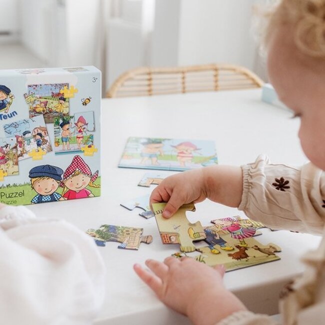 Bambolino Toys Puzzel - 4 eerste puzzels - Fien en Teun - 4, 6, 9, 12st. - 3+