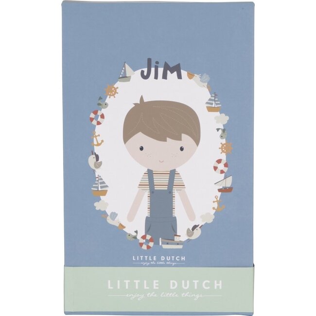 Little Dutch Pop - Knuffelpop - Jim - Blauw - 50cm - Little Dutch