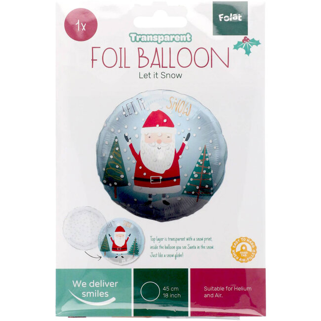 Folat Folieballon - Let it snow - Kerst - 45cm - Zonder vulling