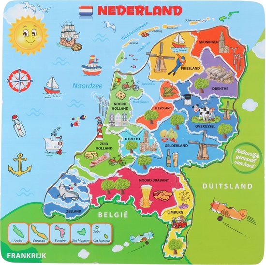 Puzzel - Nederland - Hout - 30,5x31cm