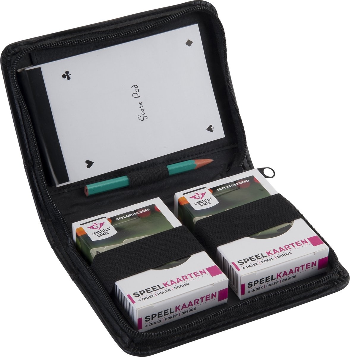 Speelkaarten - 2 sets met notitieboekje & potlood - In etui