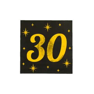 Paperdreams Servetten - 30 jaar - Goud, zwart - 33x33cm - 16st.