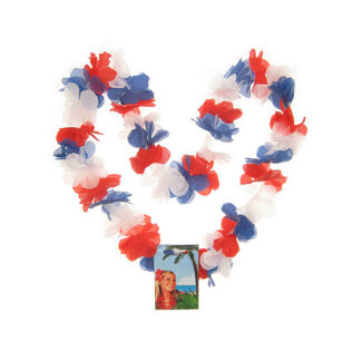 PartyXplosion Bloemenketting - Hawaii - Rood, wit, blauw