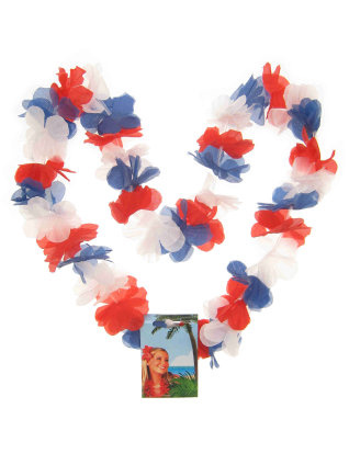 Bloemenketting - Hawaii - Rood, wit, blauw