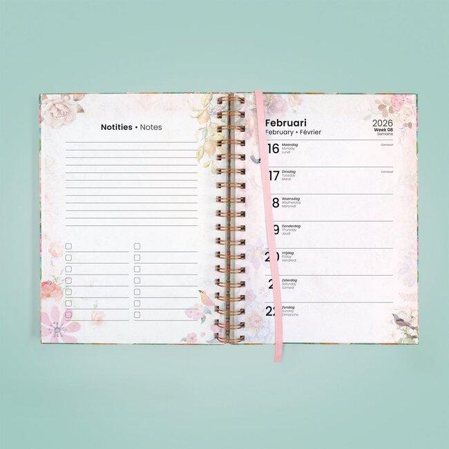 Paperclip Bureau agenda - 2026 - Bloemen - Fuchsia