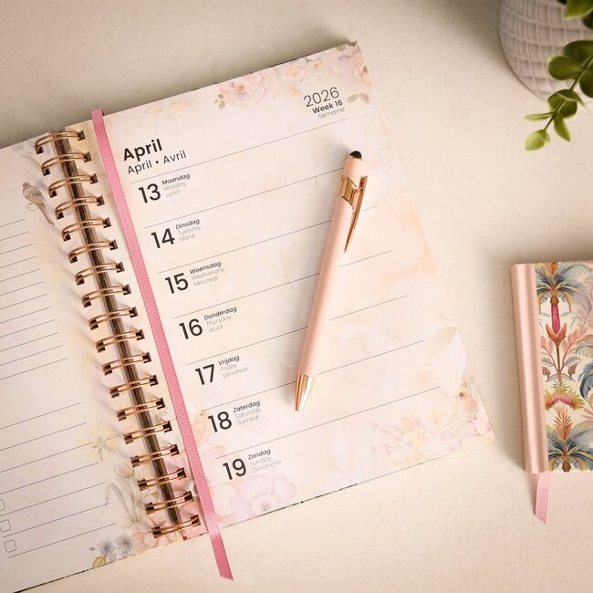 Paperclip Bureau agenda - 2026 - Bloemen - Fuchsia